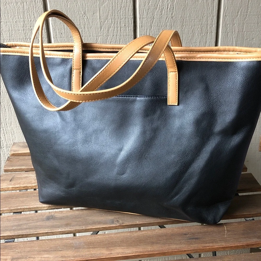 Tahari Black and Tan Tote Bag New Without Tag